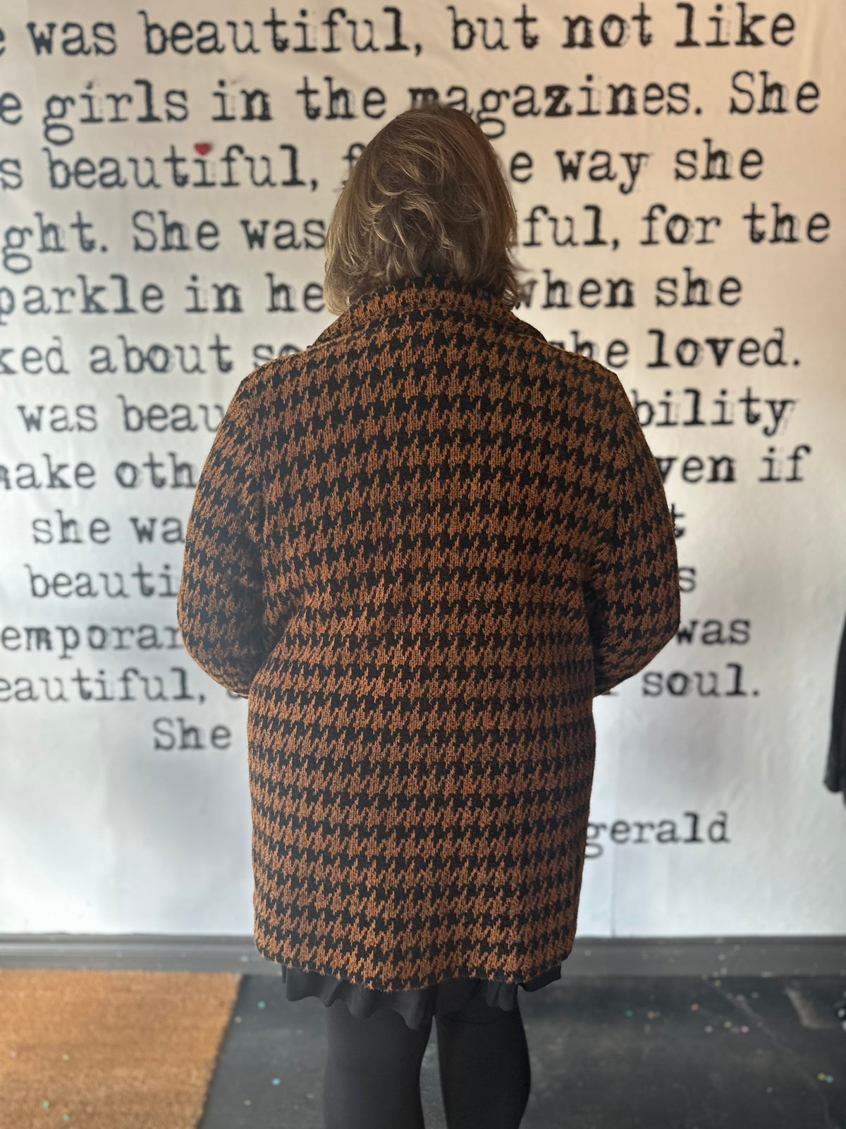 Chenille Houndstooth car coat