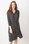 Striped Crimped Snap Shirtdress