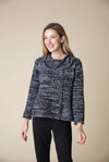 Tweedy Chenille Button Cowl Pullover