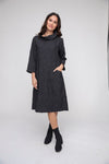 Windowpane Jqrd Crinkle Easy Cowl Dress