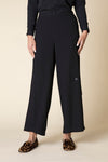 Crinkle Crepe Solid Flat Front Ankle Pant