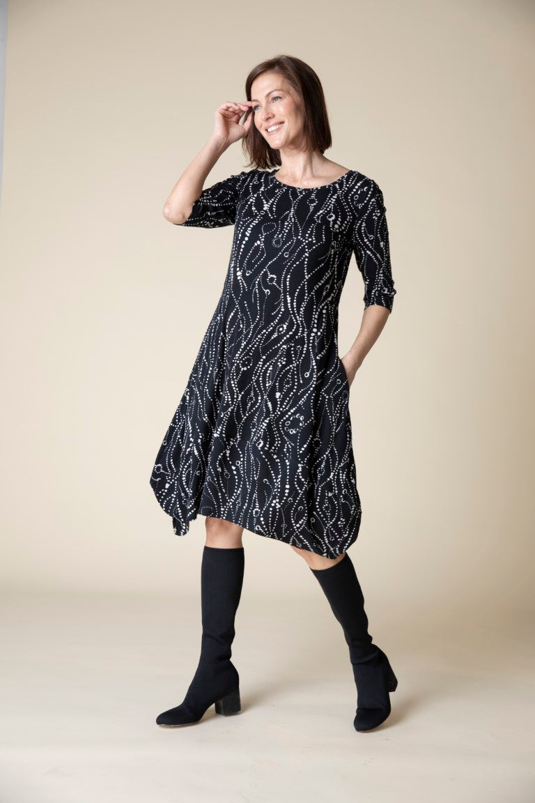 Cozy Rib Wavy Dots Artist Dress